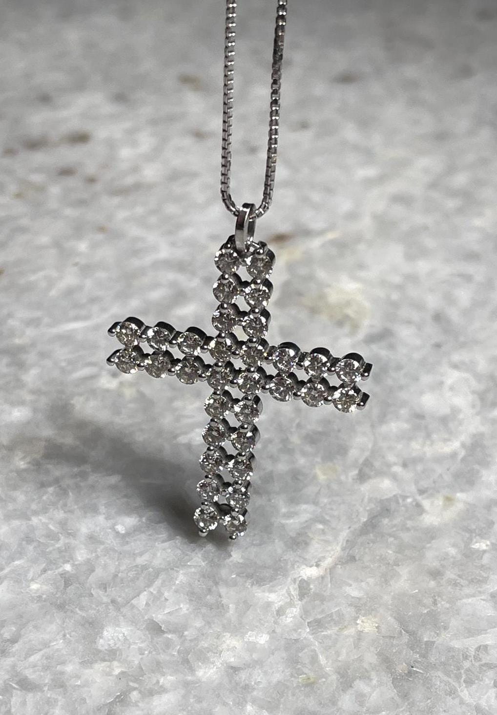 Diamond Cross necklace, 14 Gold, cross jewelry, christian gift, Baptism Gift, Gold Cross Necklace, cross gift, gift for her, Diamonds cross
