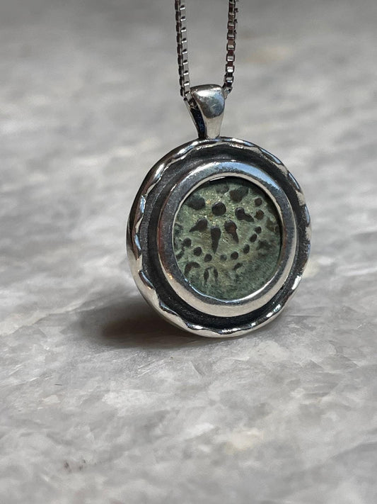 Authentic Widows Mite Coin necklace, 925 Silver, handmade pendant, Biblical jewelry, Ancient coin necklace, Christmas gift, mite necklace