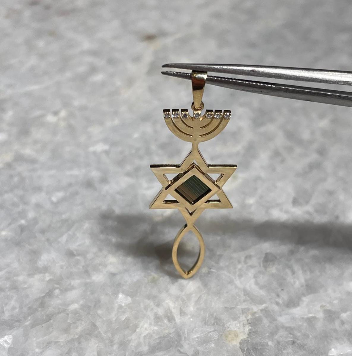Nano Bible Pendant, 14K solid gold, messianic Grafted Pendant, Religious Gift, gift for her, Fathers Day, necklaces for women, gift for wife