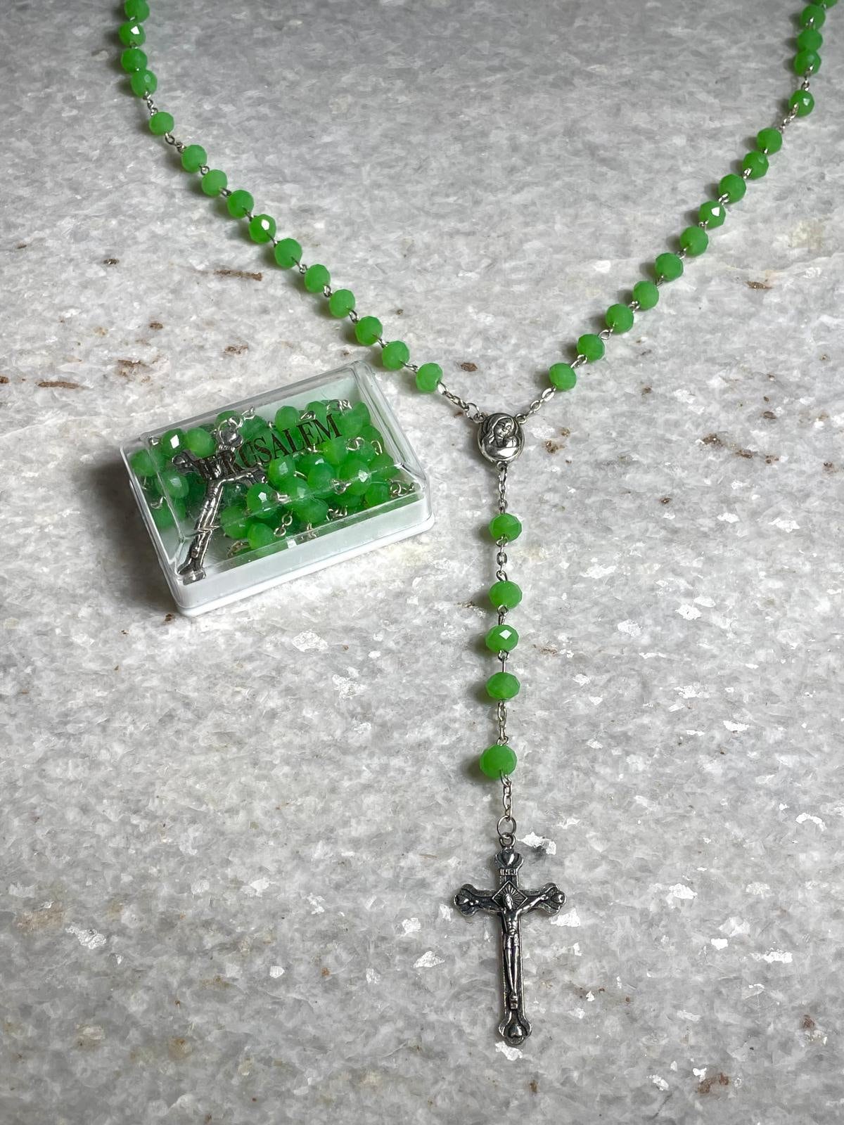 Rosary beads made at the Holy Land with Crucifix, rosary beads, catholic rosary , soil from the holy land, rosary necklace, Orthodox rosary