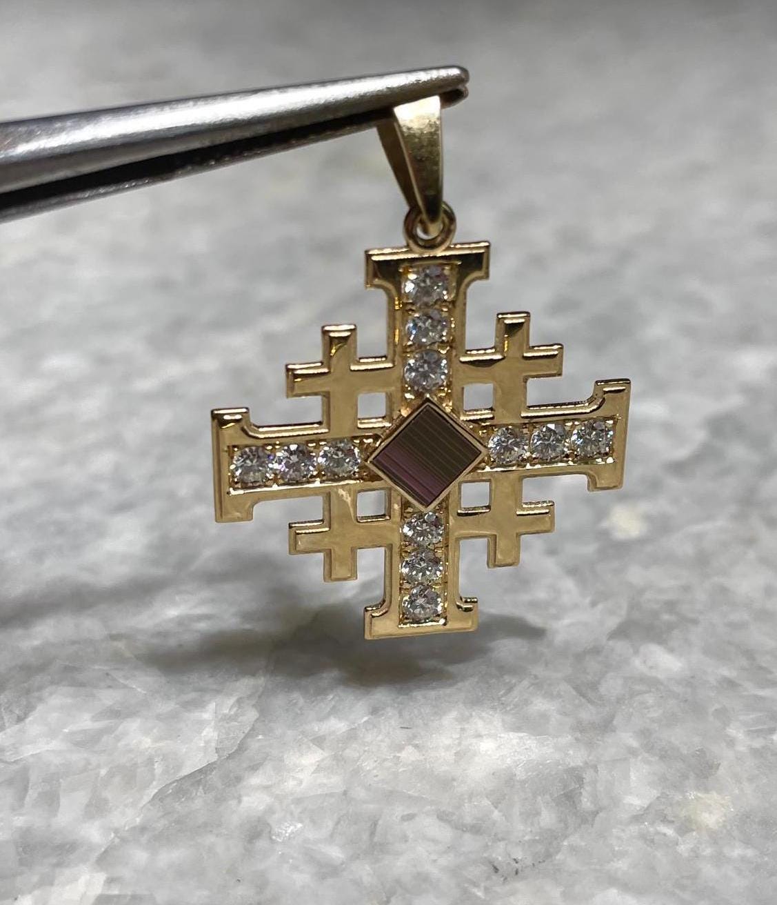 Nano Bible Cross Pendant, 14K gold, Jerusalem Cross Pendant, Christian gift, Religious Gift, gift for husband, Personalized Gift, gift for