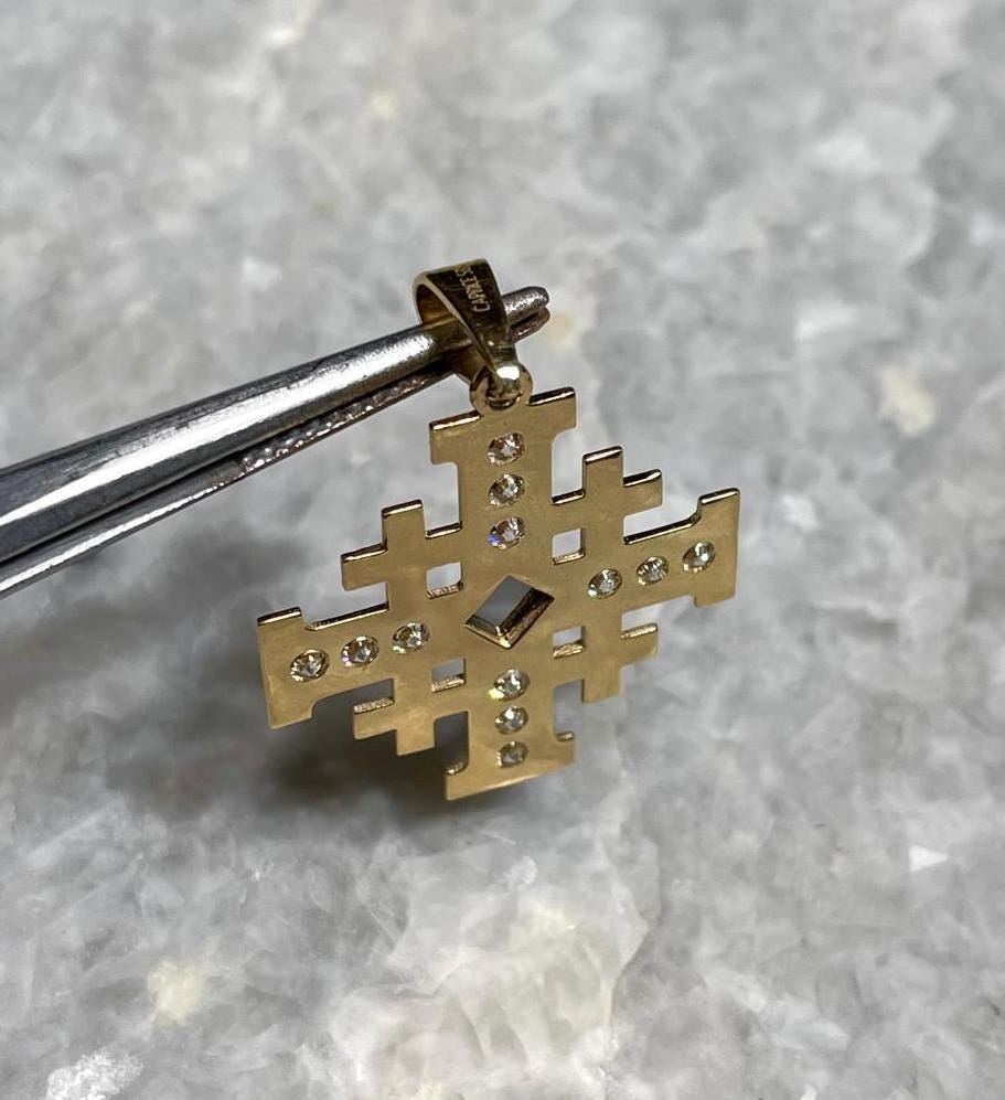 Nano Bible Cross Pendant, 14K gold, Jerusalem Cross Pendant, Christian gift, Religious Gift, gift for husband, Personalized Gift, gift for