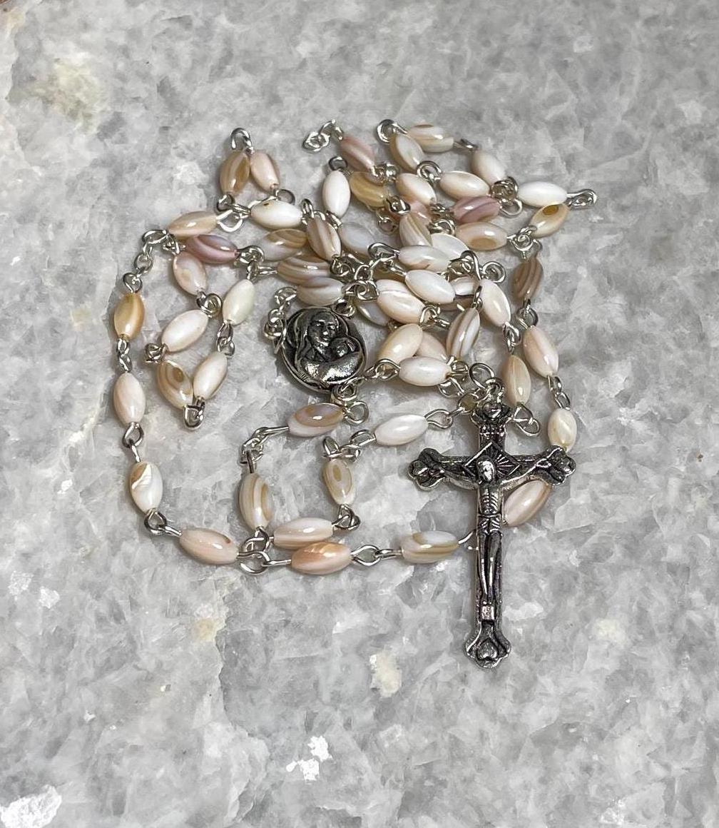 Rosary beads made at the Holy Land with Crucifix, rosary beads, rosary beads gift, rosary beads first communion, hand made rosary necklace