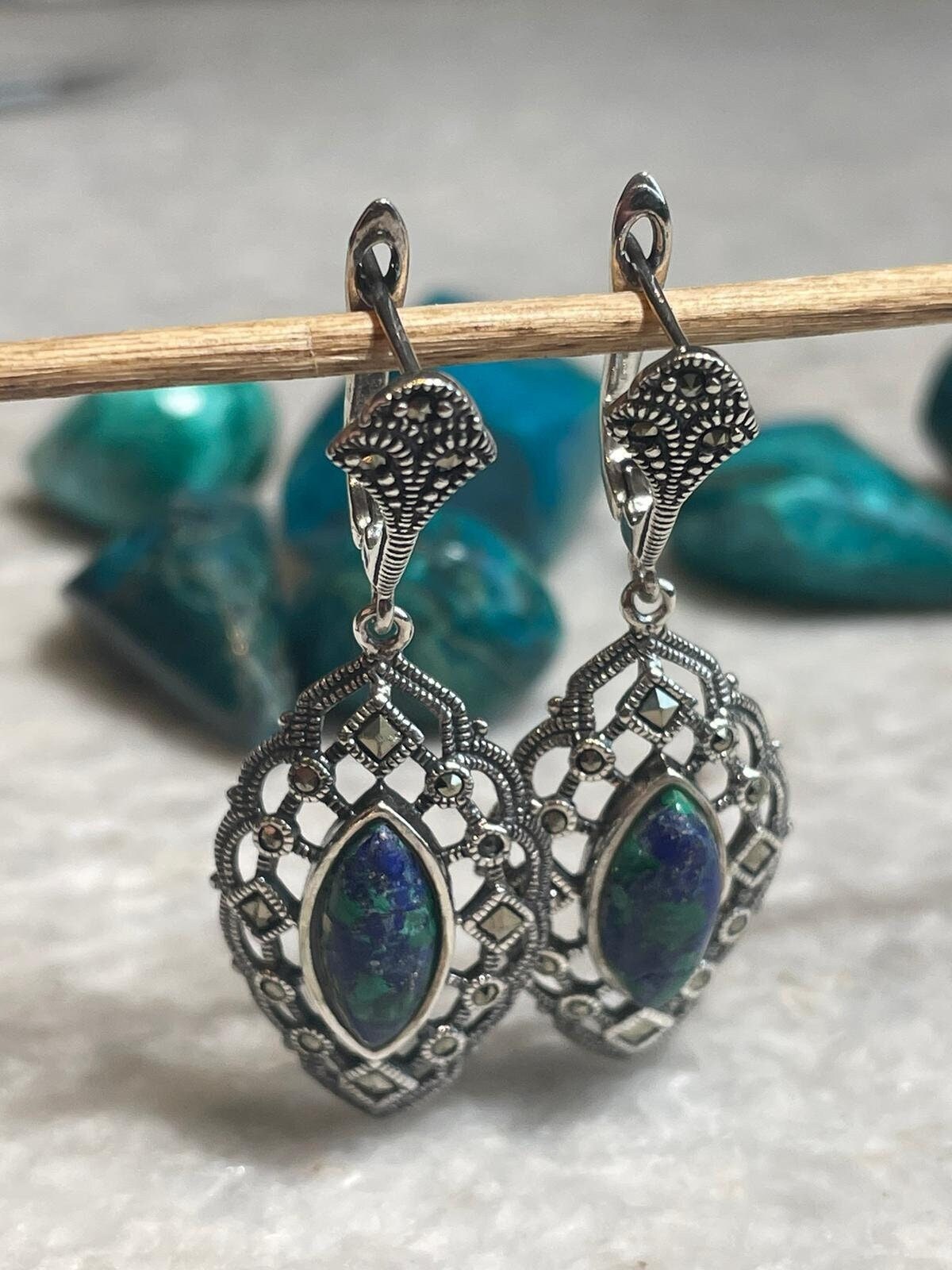Eilat Stone Earrings, Eilat jewelry, 925 silver, Silver Earrings, Christian gift, jewish gift, gift for wife, birthday gifts, stone Earrings