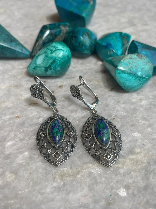 Eilat Stone Earrings, Eilat jewelry, 925 silver, Silver Earrings, Christian gift, jewish gift, gift for wife, birthday gifts, stone Earrings