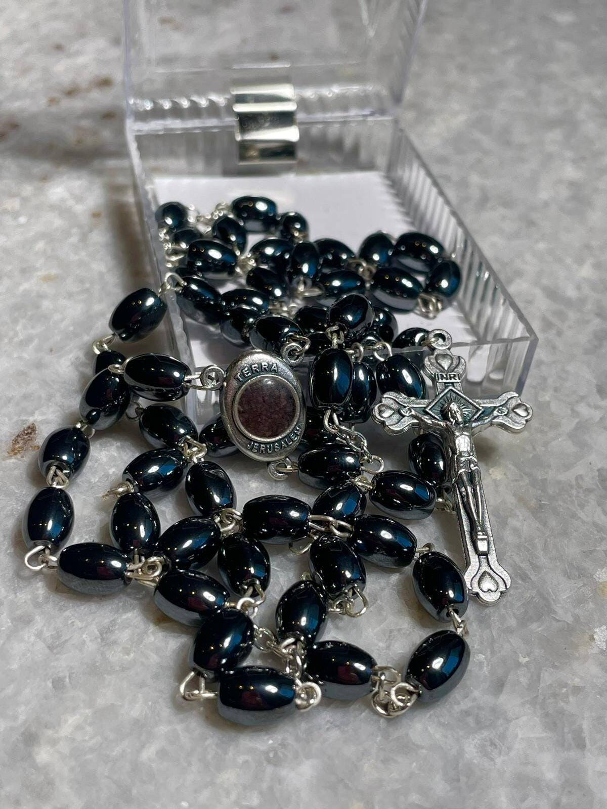 Rosary beads made at the Holy Land, rosary beads, handmade rosary, soil from the holy land, rosary beads catholic for man, rosary necklace