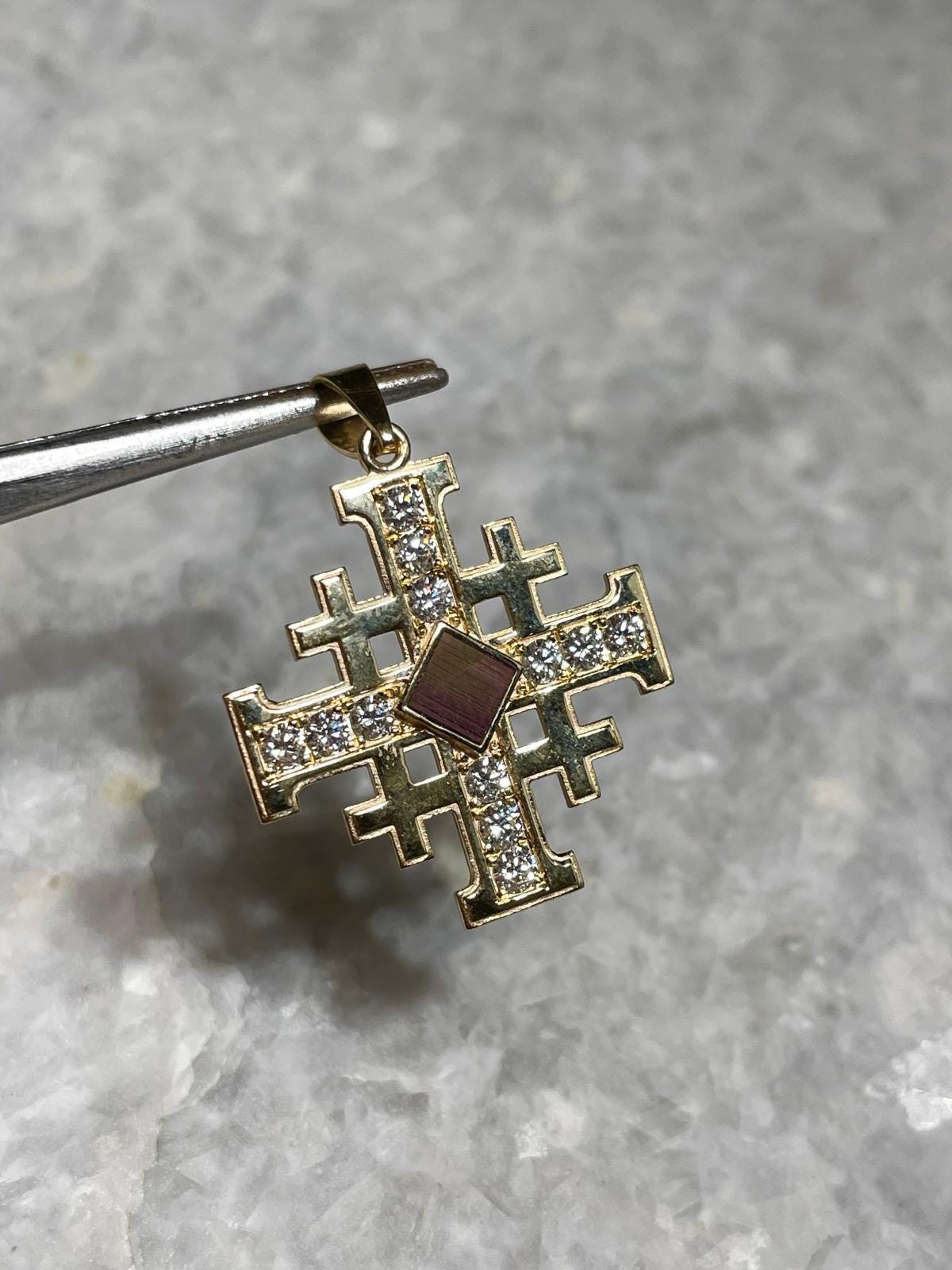 Nano Bible Cross Pendant, 14K gold, Jerusalem Cross Pendant, Christian gift, Religious Gift, gift for husband, Personalized Gift, gift for