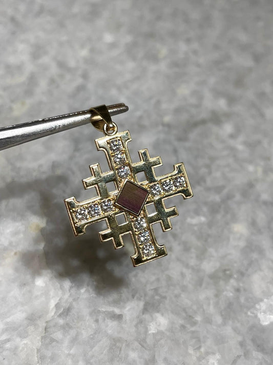 Nano Bible Cross Pendant, 14K gold, Jerusalem Cross Pendant, Christian gift, Religious Gift, gift for husband, Personalized Gift, gift for