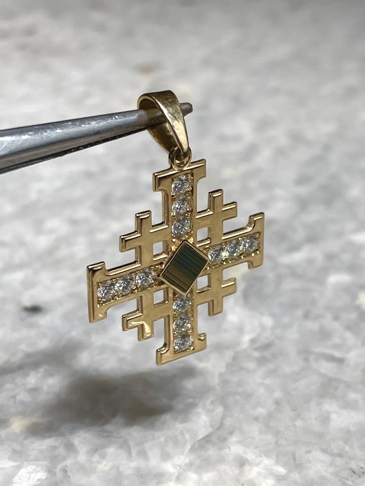 Nano Bible Cross Pendant, 14K gold, Jerusalem Cross Pendant, Christian gift, Religious Gift, gift for husband, Personalized Gift, gift for