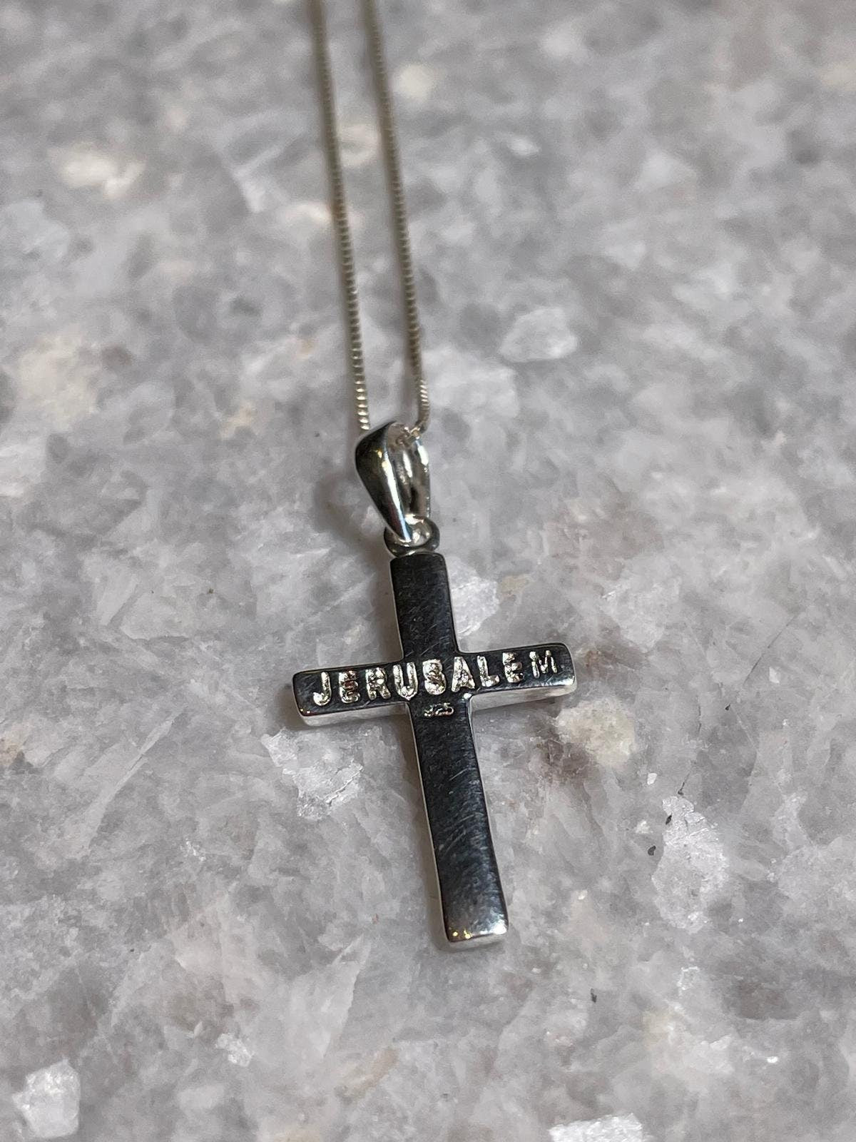 Cross Pendant With Jerusalem Engraving, 925 silver, christian gift, cross pendant, cross necklace, Birthday, unisex jewelry, Christmas Gift