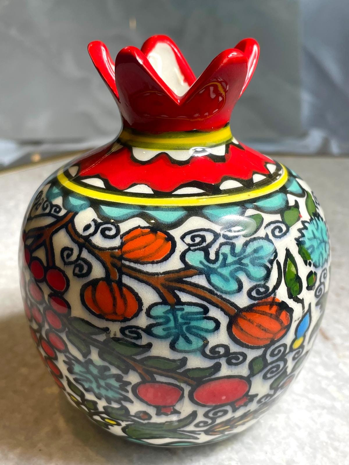 Handmade Ceramic Seven Species Pomegranate, Jewish gift, made in Israel, Judaica from israel, Home Decor, New Home Gift, wedding gifts