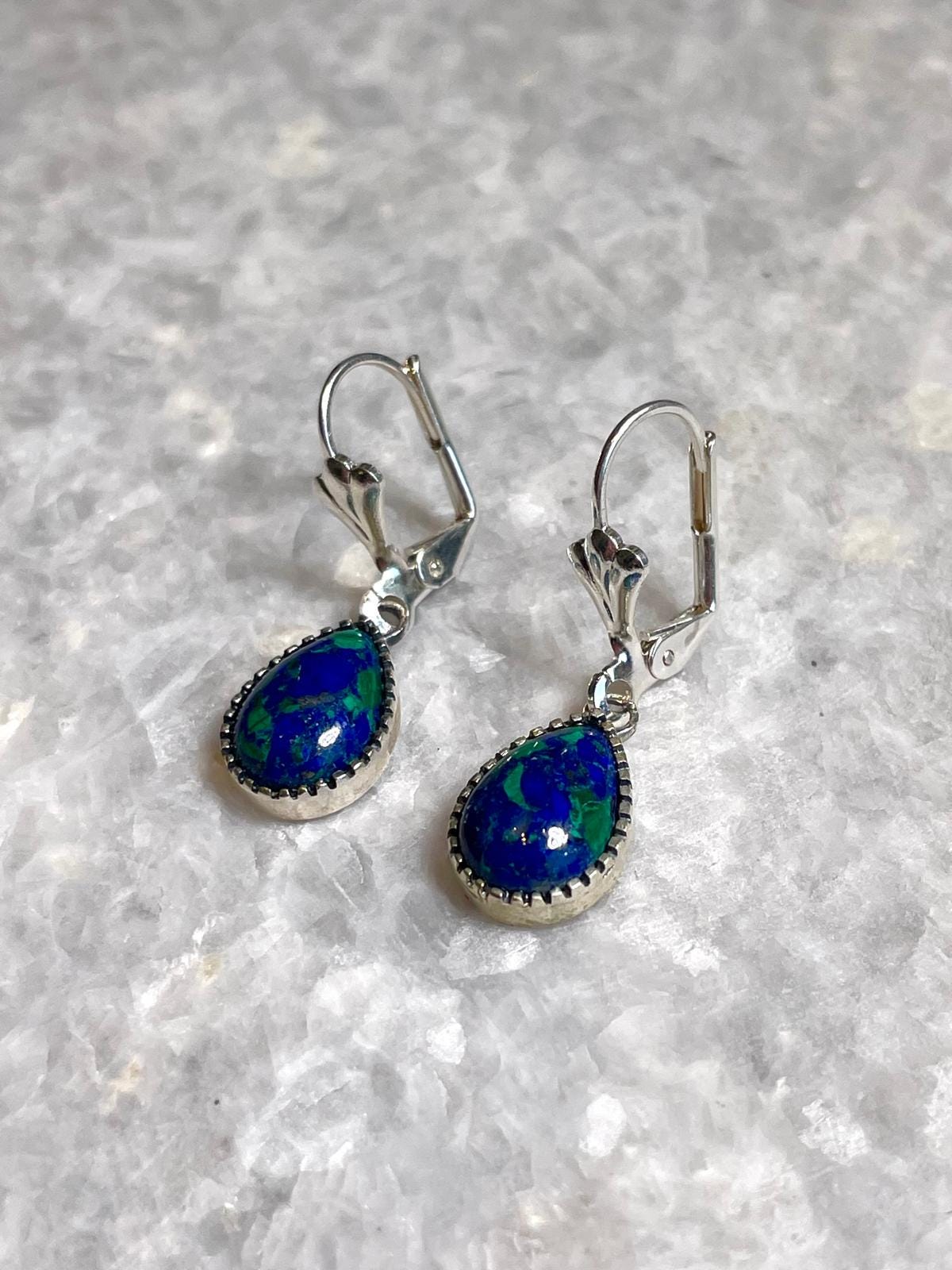 Genuine Eilat Stone Earrings, 925 Silver, turquoise earrings, king Solomon stone, natural Eilat jewelry, silver earrings, stone earrings