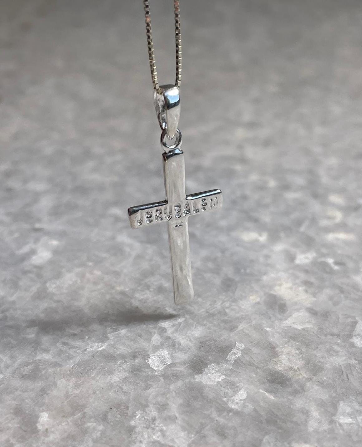 Cross Pendant With Jerusalem Engraving, 925 silver, christian gift, cross pendant, cross necklace, Birthday, unisex jewelry, Christmas Gift