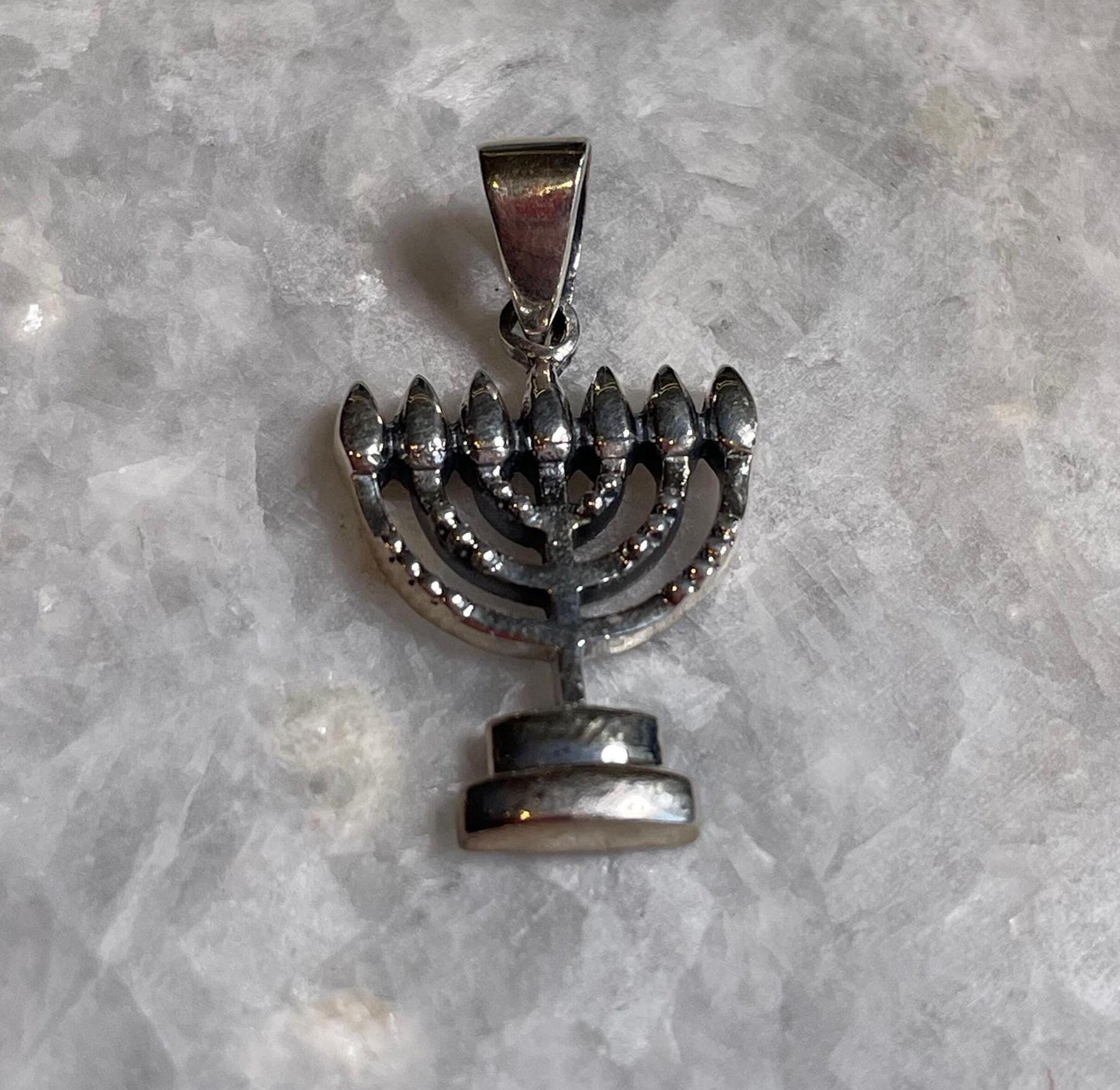 Elegant Menorah Pendant, silver Hanukkah Necklace whit natural diamond,Silver 925, Jewish gift, unisex jewelry, Christmas Gift, chanuka gift