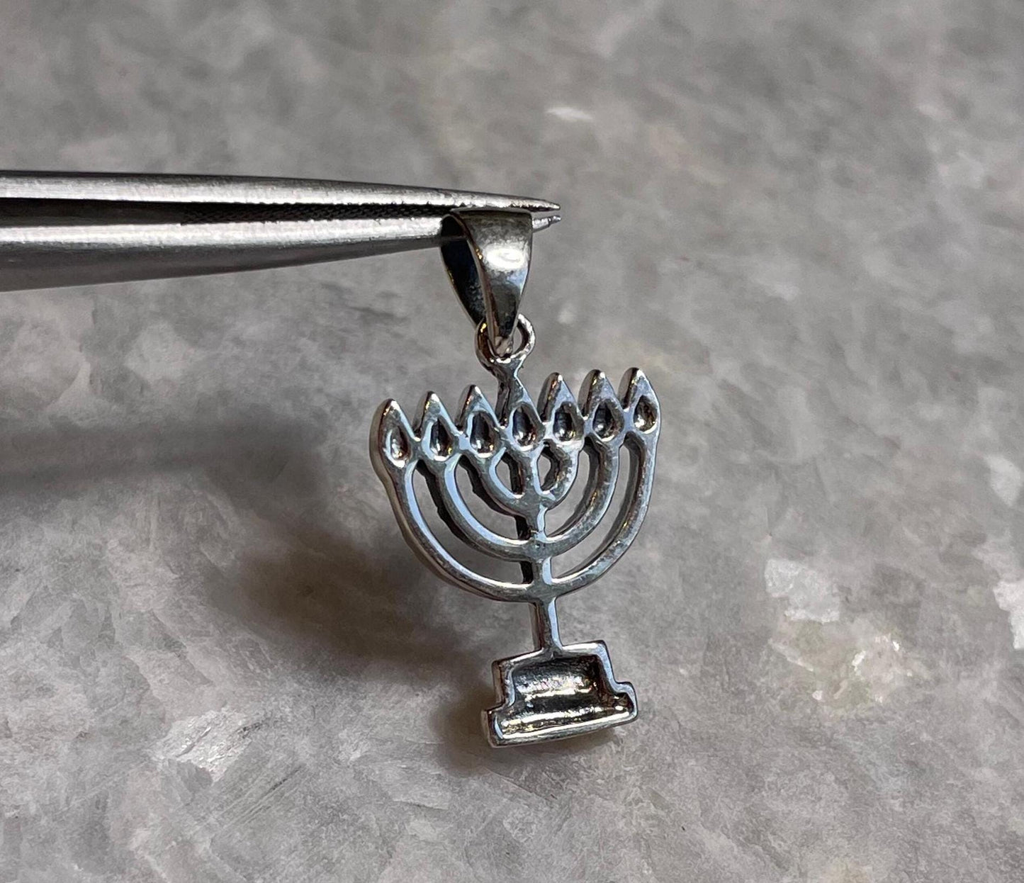 Elegant Menorah Pendant, silver Hanukkah Necklace whit natural diamond,Silver 925, Jewish gift, unisex jewelry, Christmas Gift, chanuka gift
