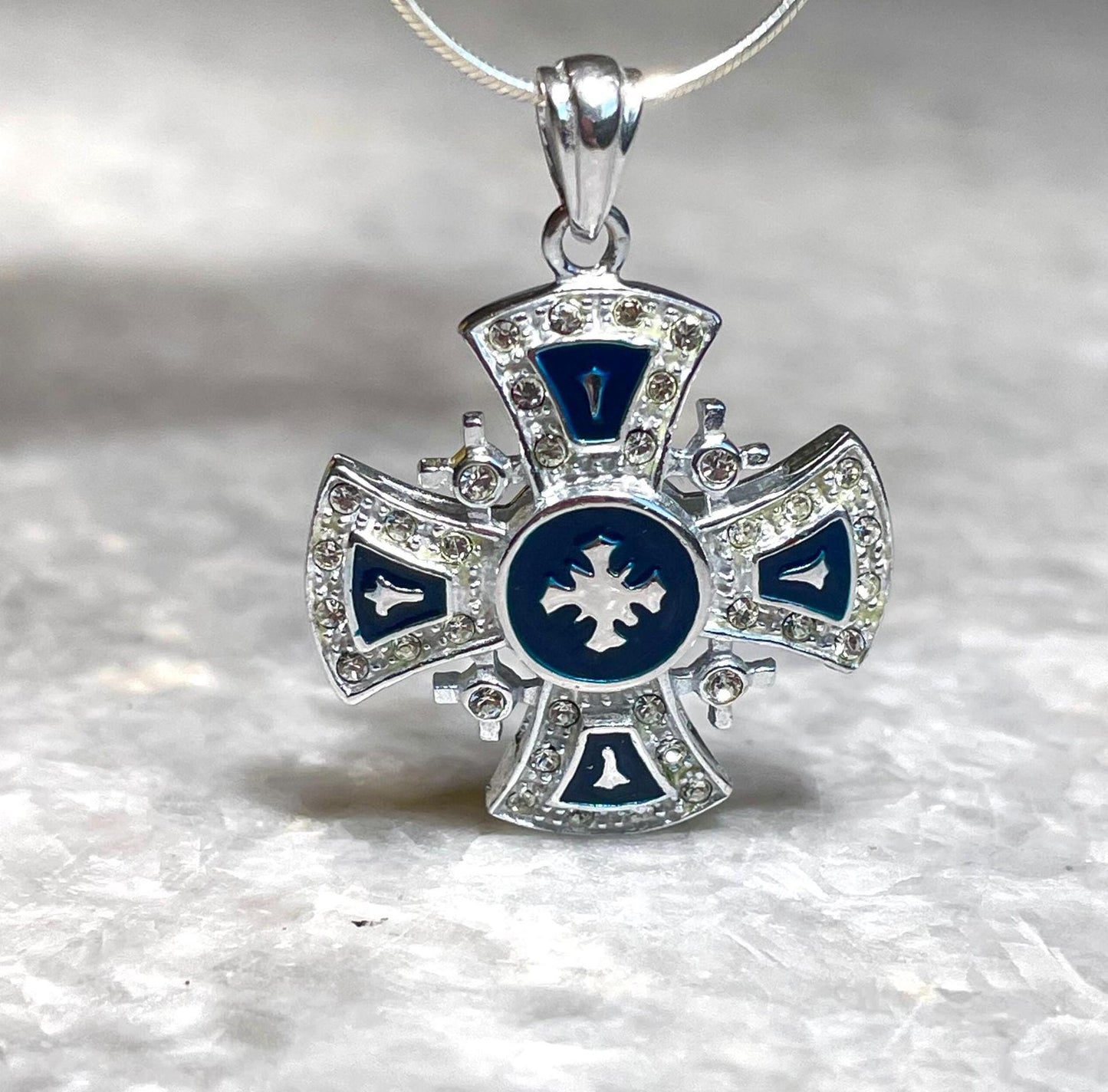 Jerusalem Cross Necklace, 925 silver, cross pendant, Zircon Cross, Silver Cross Necklace, Christian gift, Religious Gift, gift for him,
