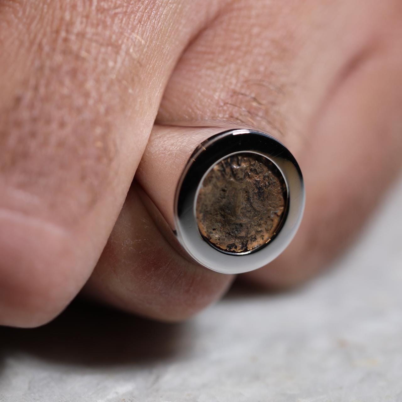 The Widow Mite Authentic Coin ring, Mite Ring, 14K solid gold, Christian gift, Religious jewelry, gift for her, gift for Fathers, White ring