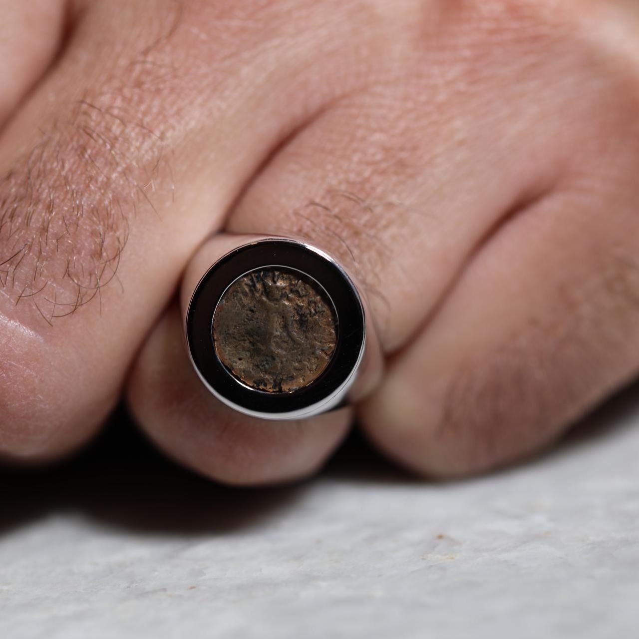The Widow Mite Authentic Coin ring, Mite Ring, 14K solid gold, Christian gift, Religious jewelry, gift for her, gift for Fathers, White ring