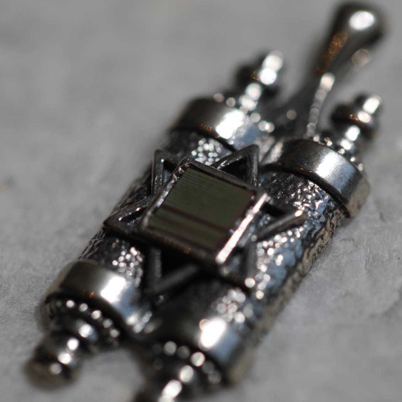 925 Sterling Silver Torah Scroll Pendant with Nano Bible Chip, Old Testament Inside, Nano Bible, Torah necklace, jewish gift, star of david