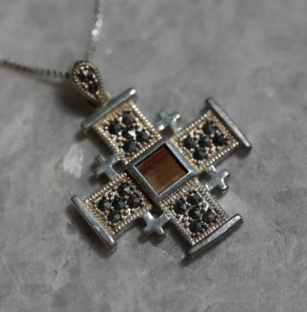 Nano Bible Jerusalem Cross necklace, 925 silver, Cross Pendant, Christian gift, Religious Gift, gift for her, gift for husband, unissex gift