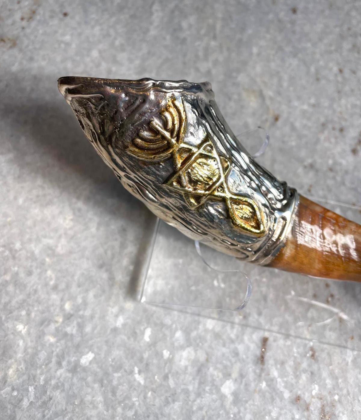 Silver Plated Rams Horn Shofar for Anointing Oil, Kosher Polish Shofar, Genuine Shofar Horn, Ram Shofar Horn, Anointing Oil, christian gift