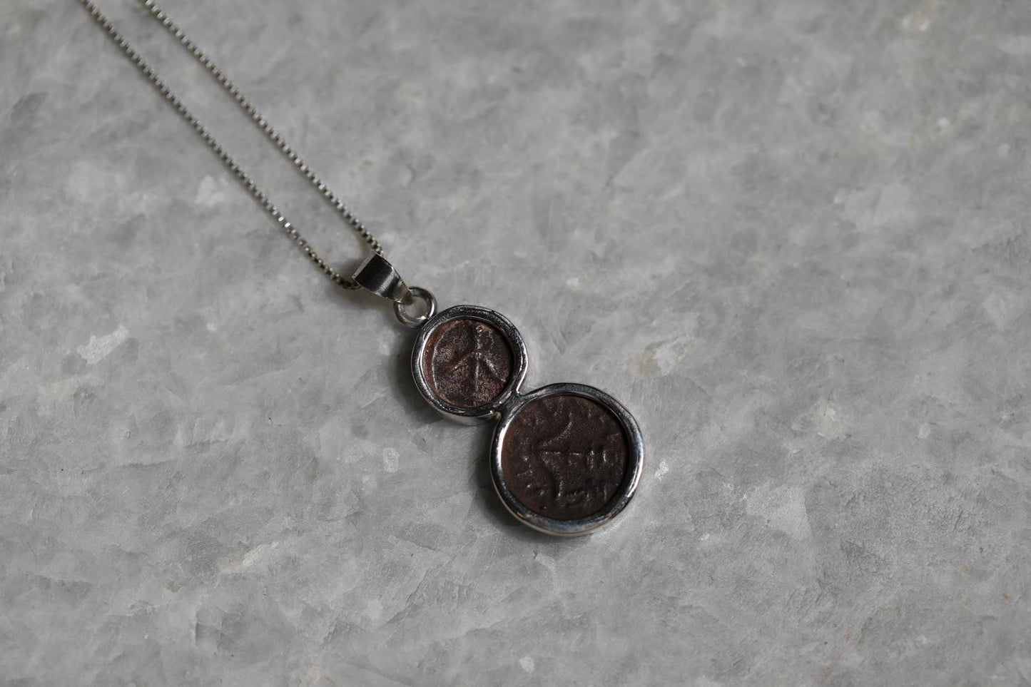 Two Authentic Widows Mite Coin Necklace, 925 Silver, Biblical jewelry, Christian pendant, Ancient coin, mite pendant, Christian gifs