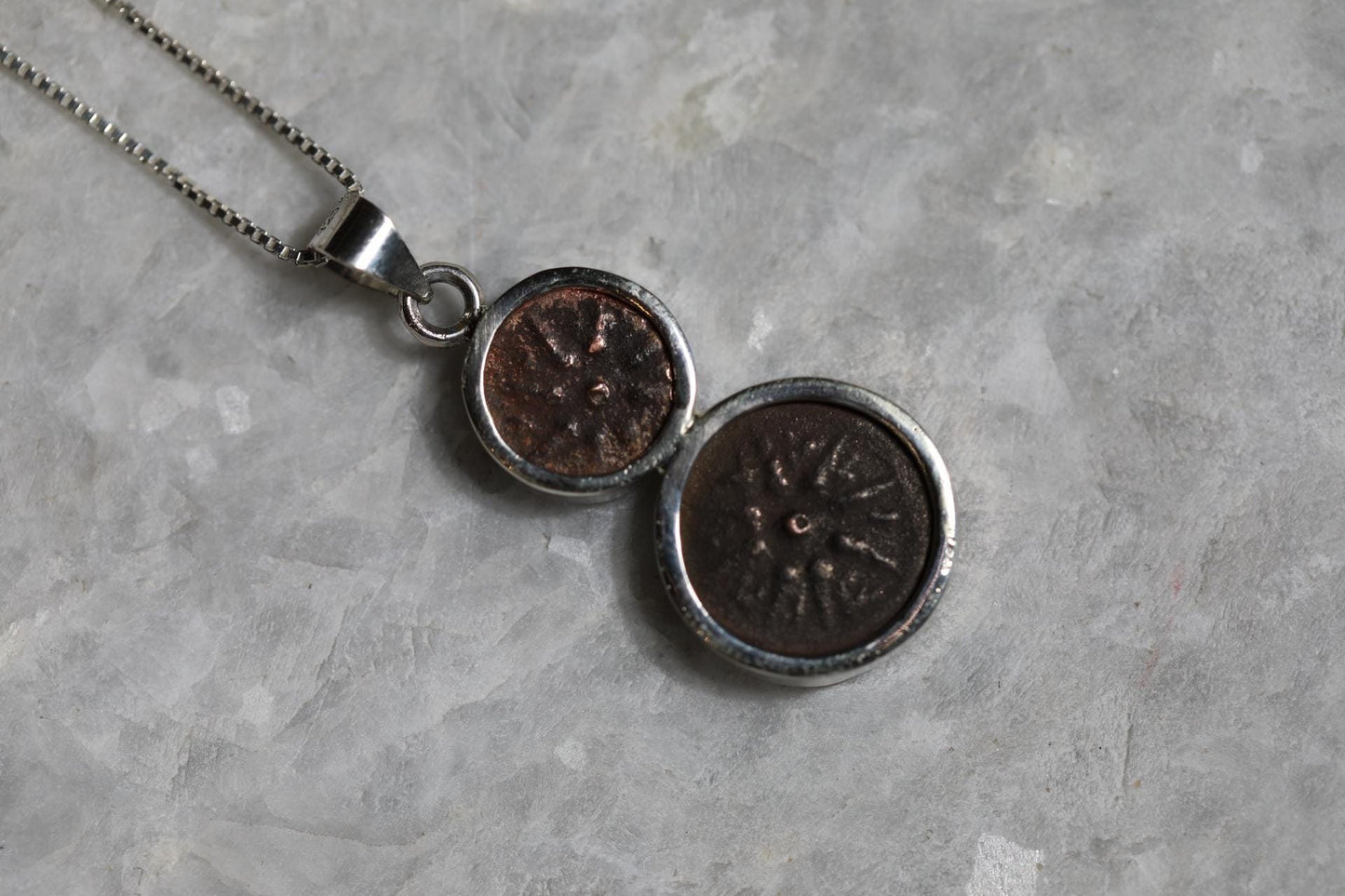 Two Authentic Widows Mite Coin Necklace, 925 Silver, Biblical jewelry, Christian pendant, Ancient coin, mite pendant, Christian gifs