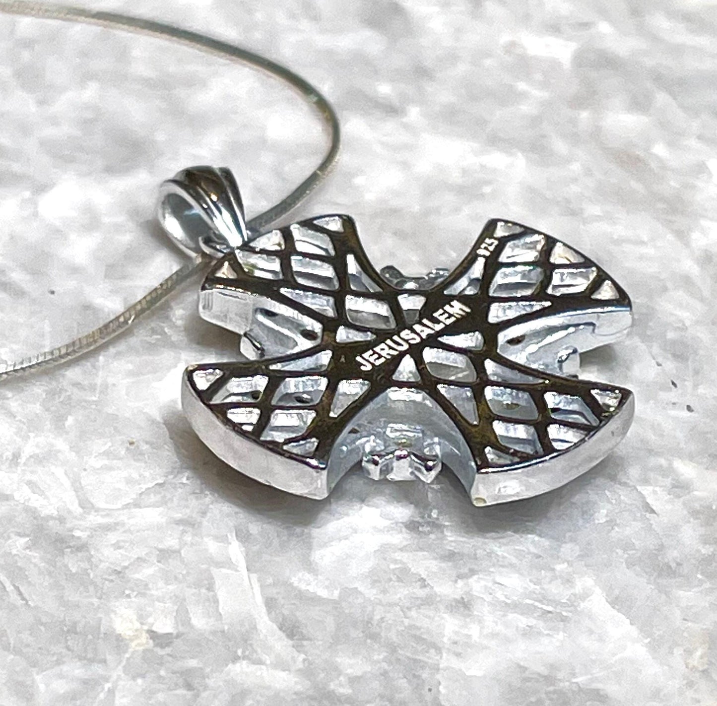 Jerusalem Cross Necklace, 925 silver, cross pendant, Zircon Cross, Silver Cross Necklace, Christian gift, Religious Gift, gift for him,
