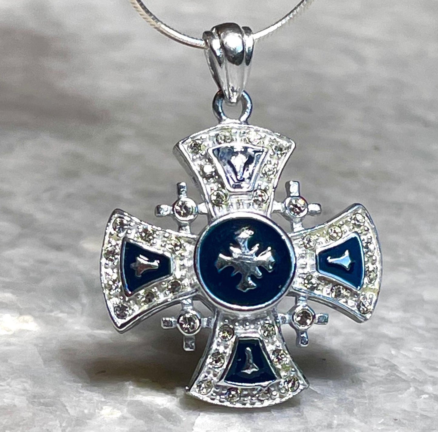 Jerusalem Cross Necklace, 925 silver, cross pendant, Zircon Cross, Silver Cross Necklace, Christian gift, Religious Gift, gift for him,