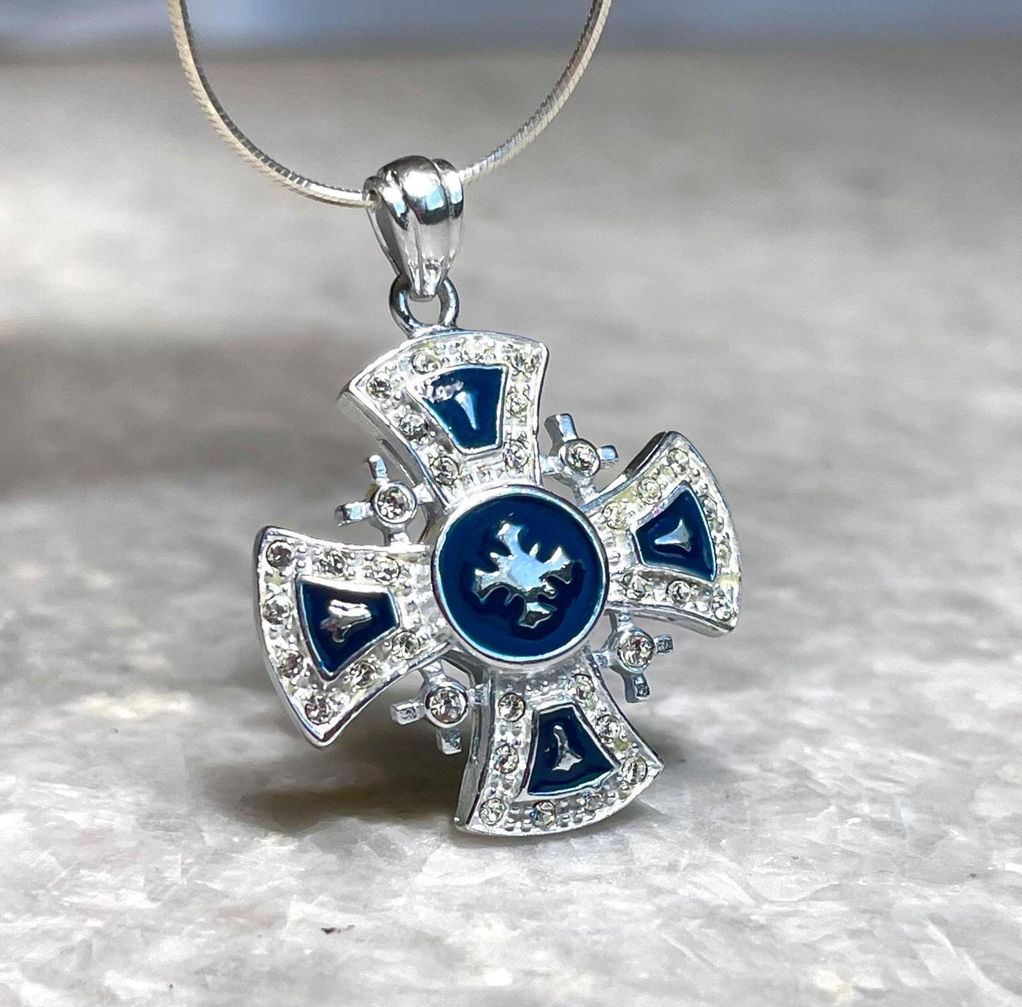 Jerusalem Cross Necklace, 925 silver, cross pendant, Zircon Cross, Silver Cross Necklace, Christian gift, Religious Gift, gift for him,