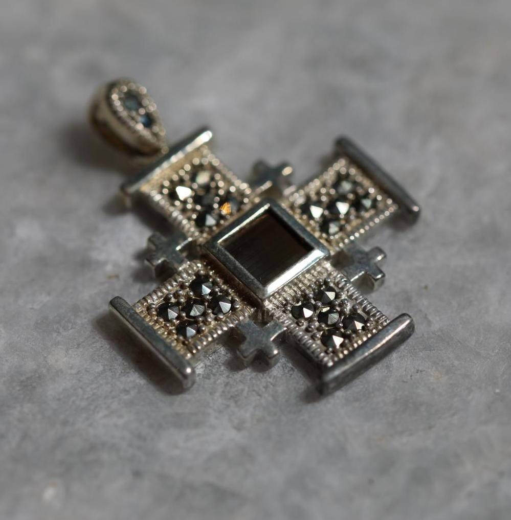 Nano Bible Jerusalem Cross necklace, 925 silver, Cross Pendant, Christian gift, Religious Gift, gift for her, gift for husband, unissex gift