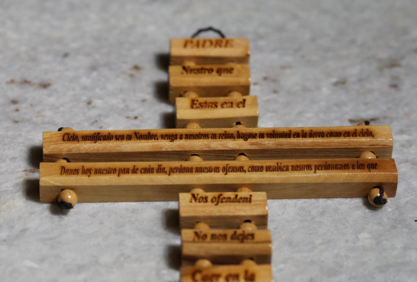 Olive Wood Cross Blessing Our Father Prayer, Carving on olive wood, hand made in the Holy Land with shape of Holy cross, blessing for home