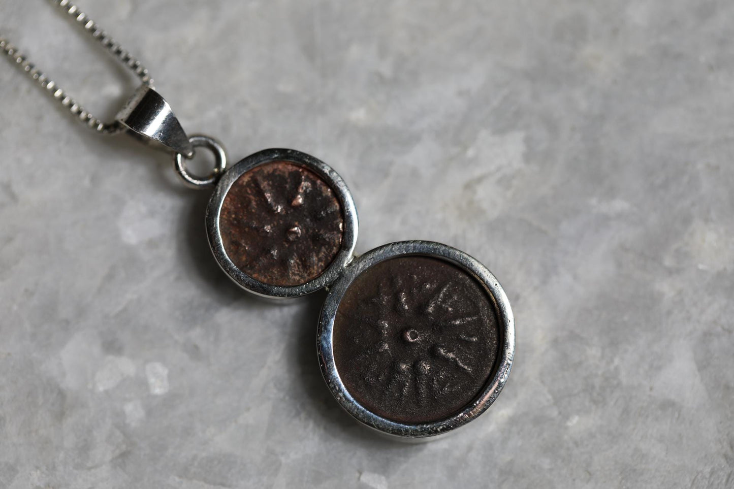 Two Authentic Widows Mite Coin Necklace, 925 Silver, Biblical jewelry, Christian pendant, Ancient coin, mite pendant, Christian gifs