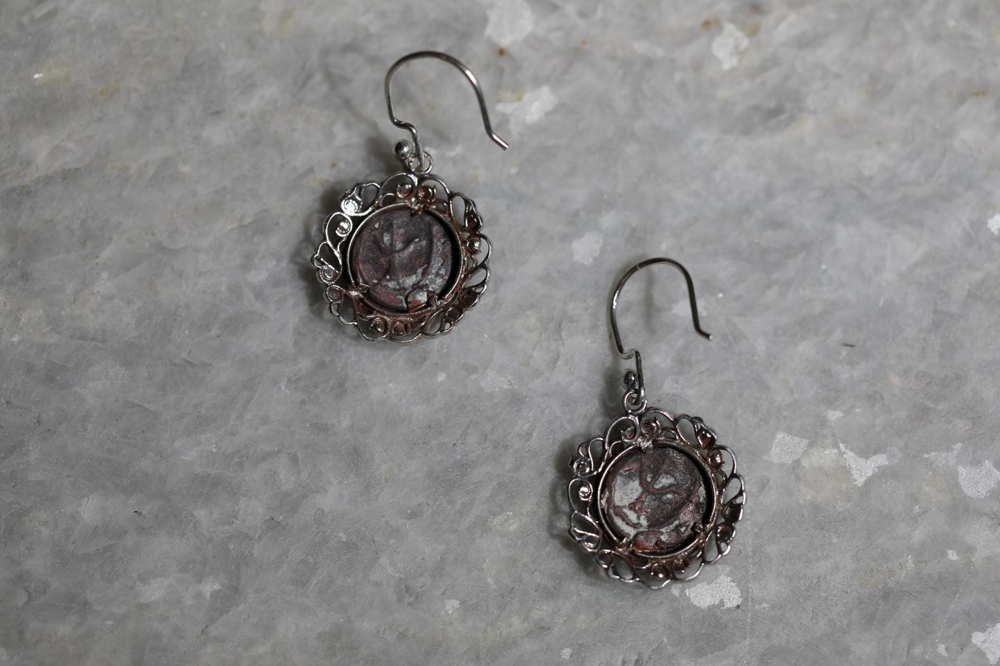 Authentic Widows Mite Coin Set Of Earrings And Pendant, 925 Silver, Biblical gift, Ancient coin, mite earrings, Christian gift, jewelry set