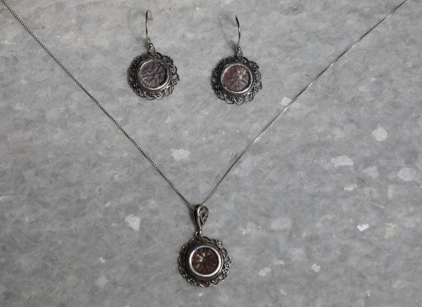 Authentic Widows Mite Coin Set Of Earrings And Pendant, 925 Silver, Biblical gift, Ancient coin, mite earrings, Christian gift, jewelry set