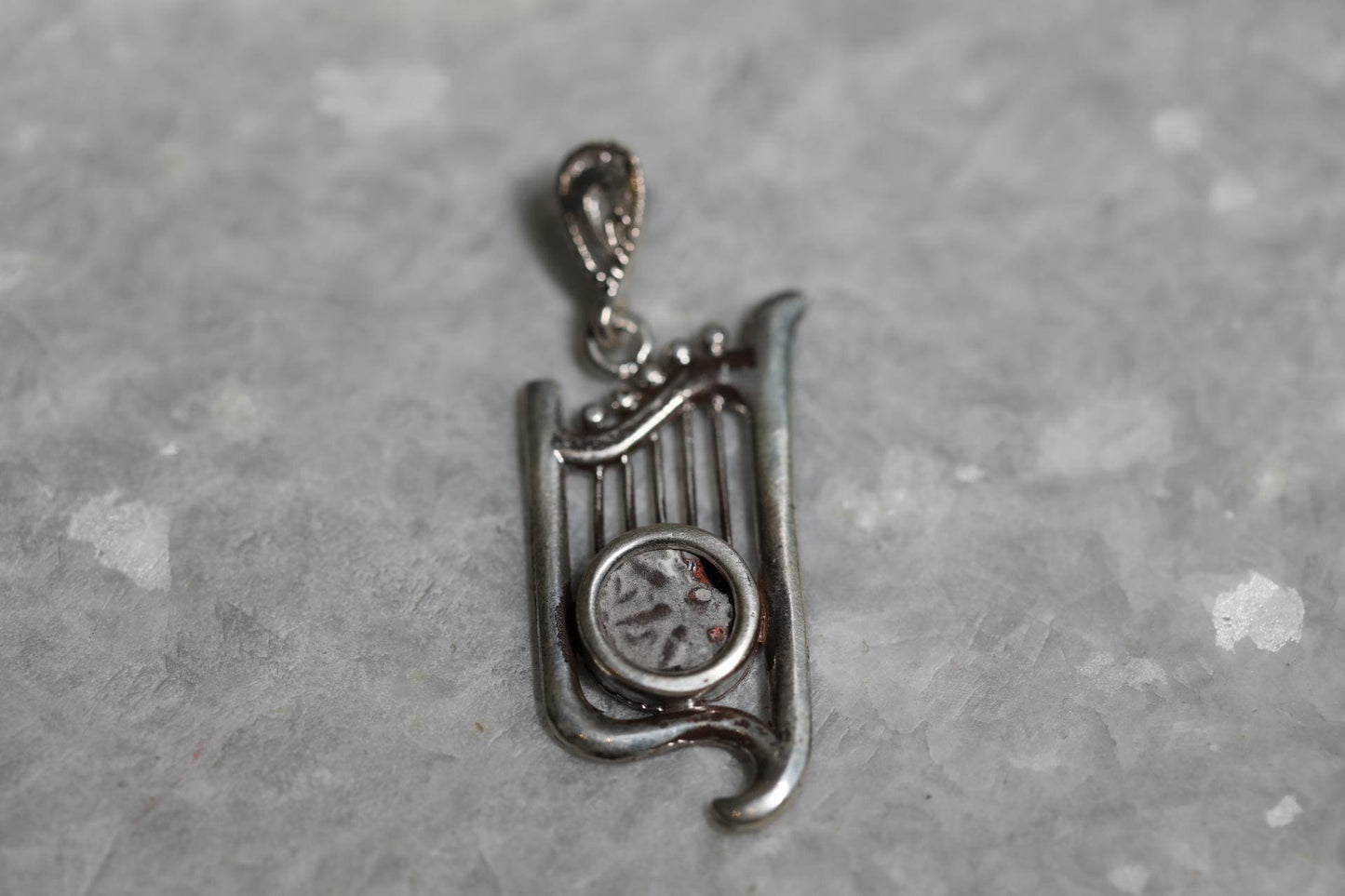 Silver Harp Widows Mite Coin necklace, 925 Silver, Biblical jewelry, Christian necklace, Ancient coin, Vintage necklace, Christian gifs