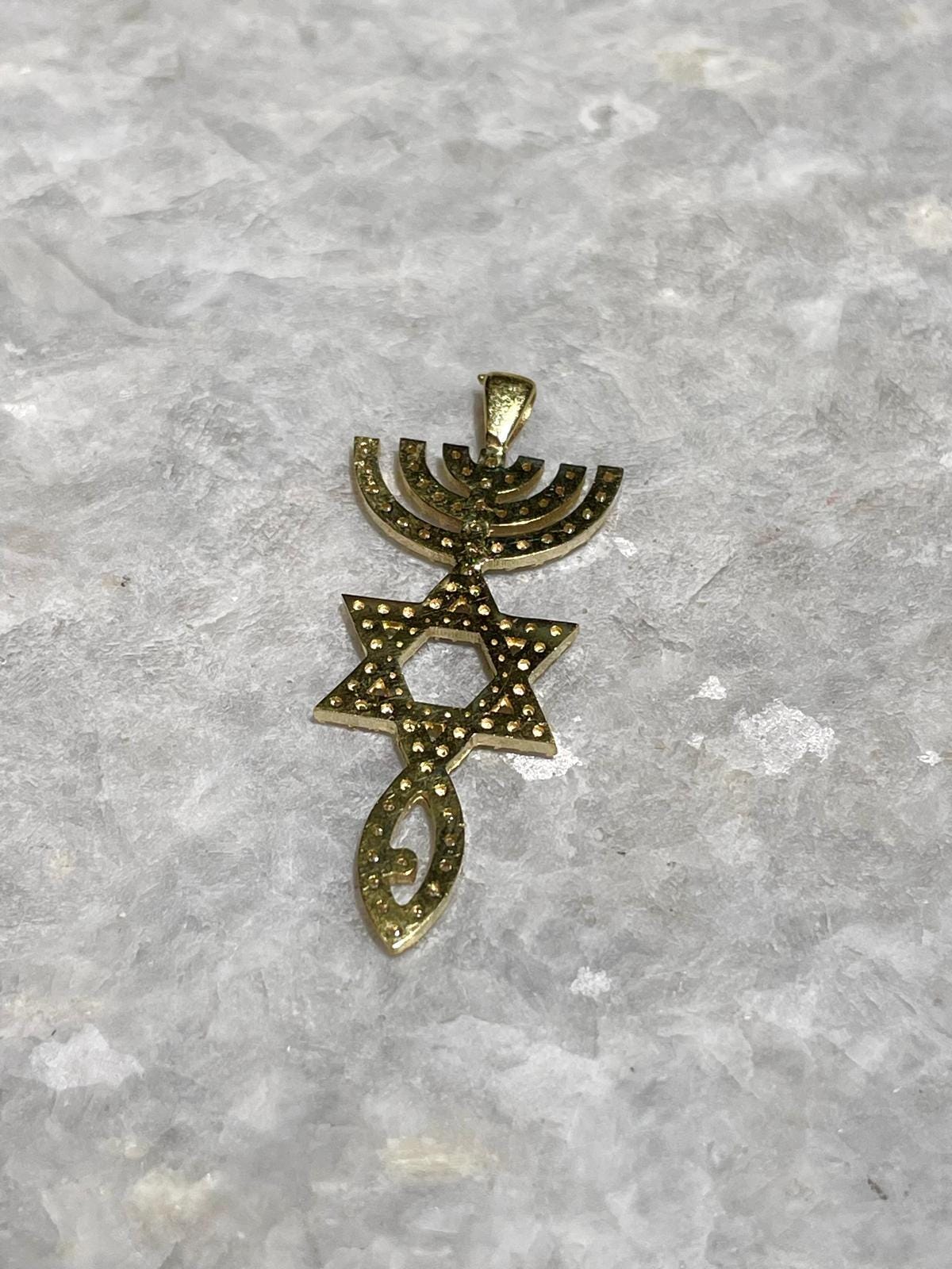 Diamond Messianic Pendant, 14 Gold, Messianic Jewelry, christian gift, Baptism Gift, Gold Messianic Necklace, Messiah necklace, 14k judaica
