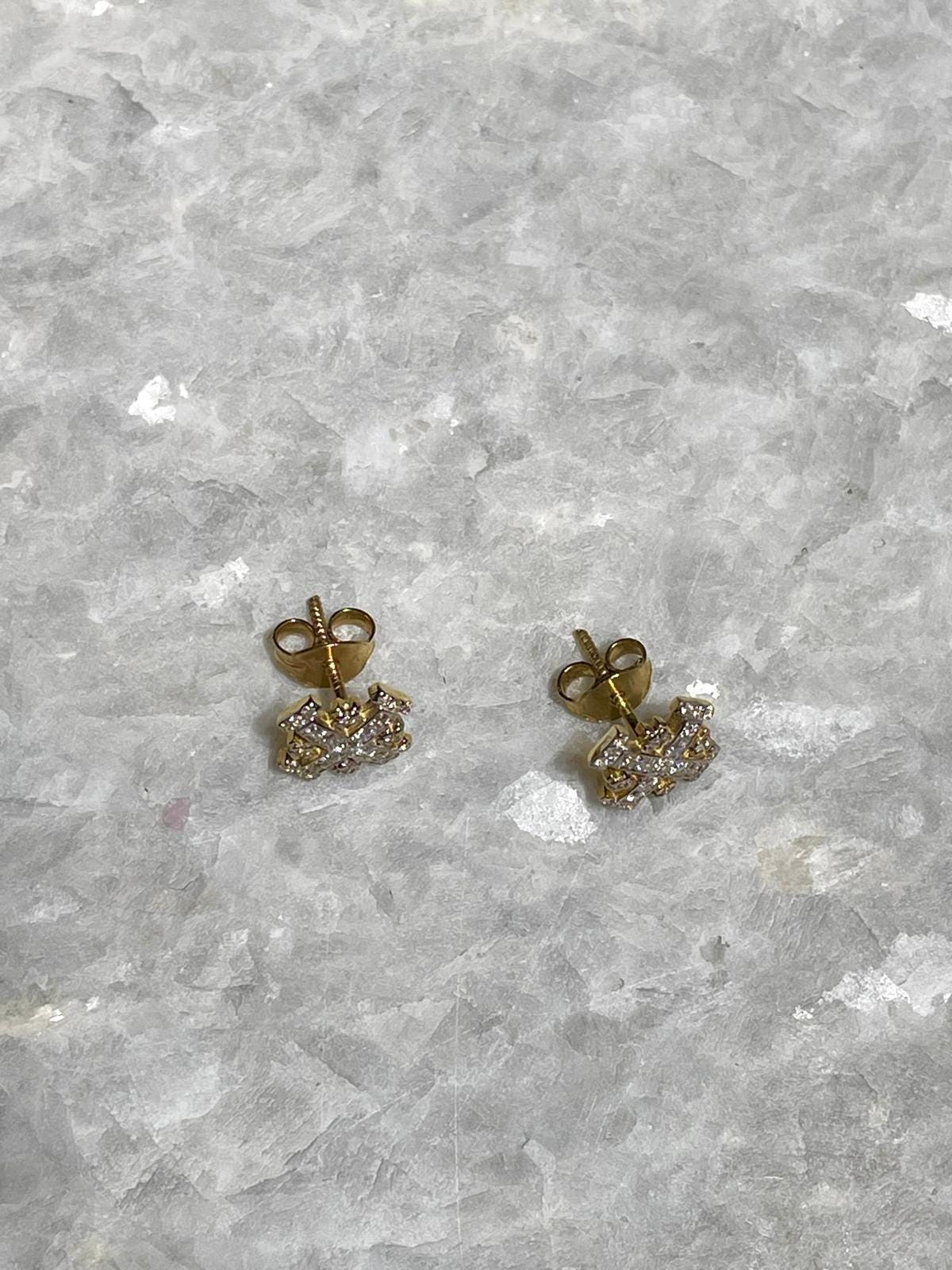 Jerusalem Cross Earrings With Diamonds, 14K gold, christian gifts, cross earrings, natural diamonds stone, stud earrings, gold jewelrys