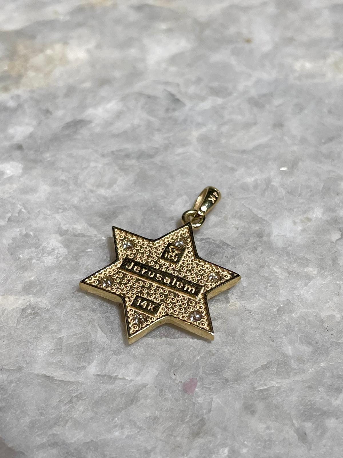 Diamonds Jerusalem Cross and Star of David Necklace, 14k Gold, jewish star, cross pendant, jewish and christian necklace, evangelical