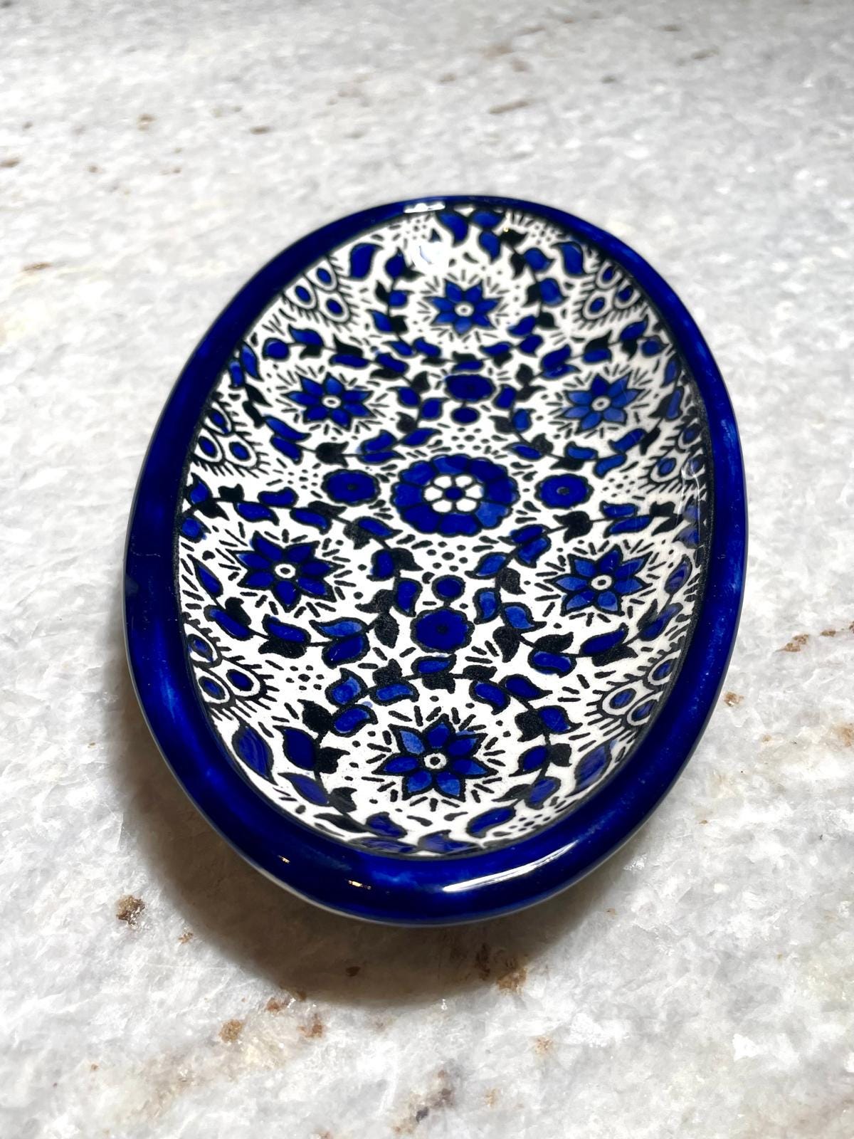 Ceramic plate, Handmade pottery, blue and white ceramic, Kitchen decor, Spoon holder for kitchen, Judaica, Home Decor, New Home Gift