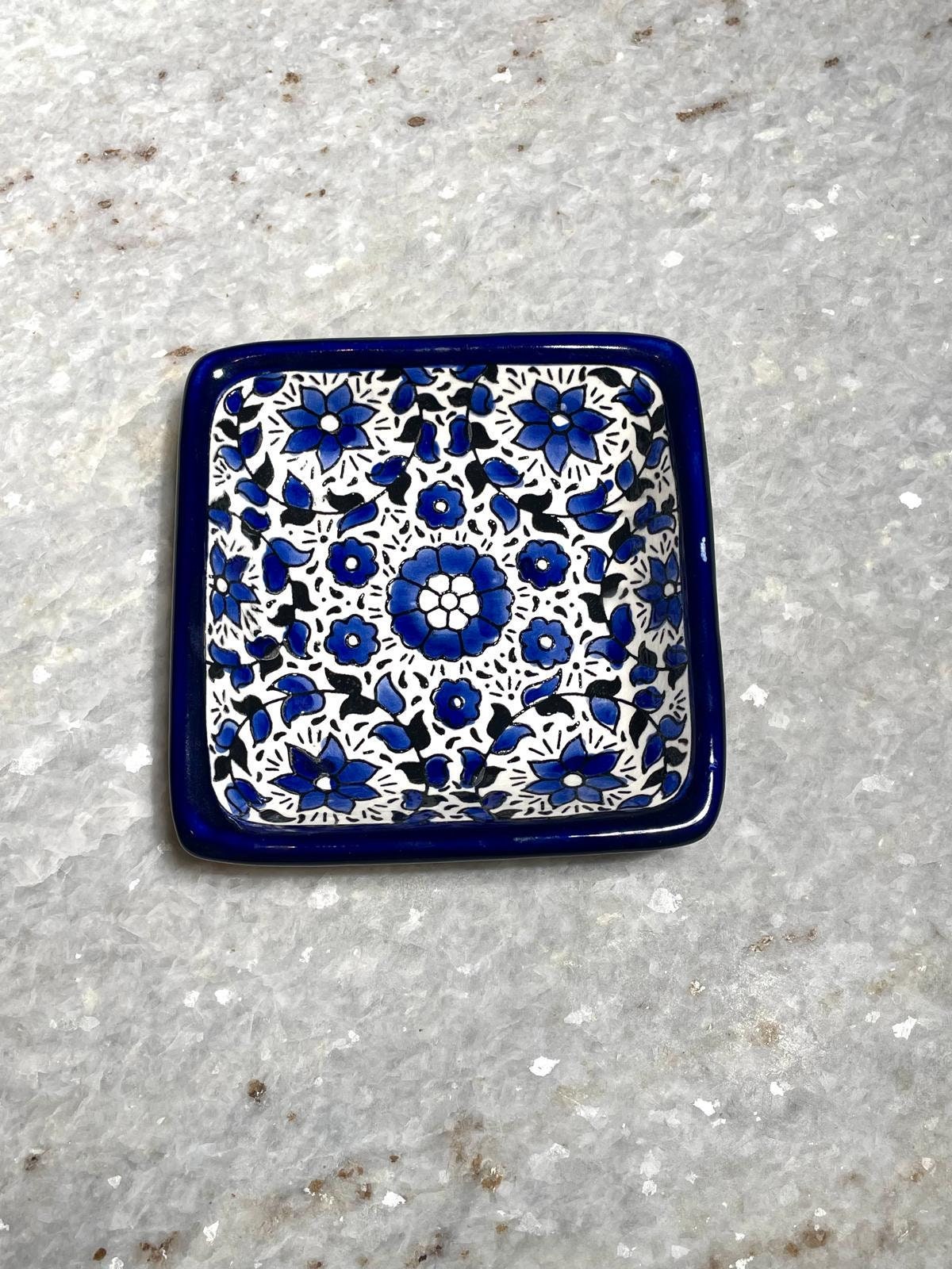 Floral Blue And White Ceramic Plate, Handmade pottery, floral ceramic, Kitchen decor, kitchen set, Judaica gifts, Home Decor, New Home Gift