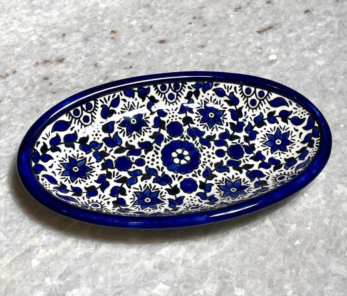 Ceramic plate, Handmade pottery, blue and white ceramic, Kitchen decor, Spoon holder for kitchen, Judaica, Home Decor, New Home Gift