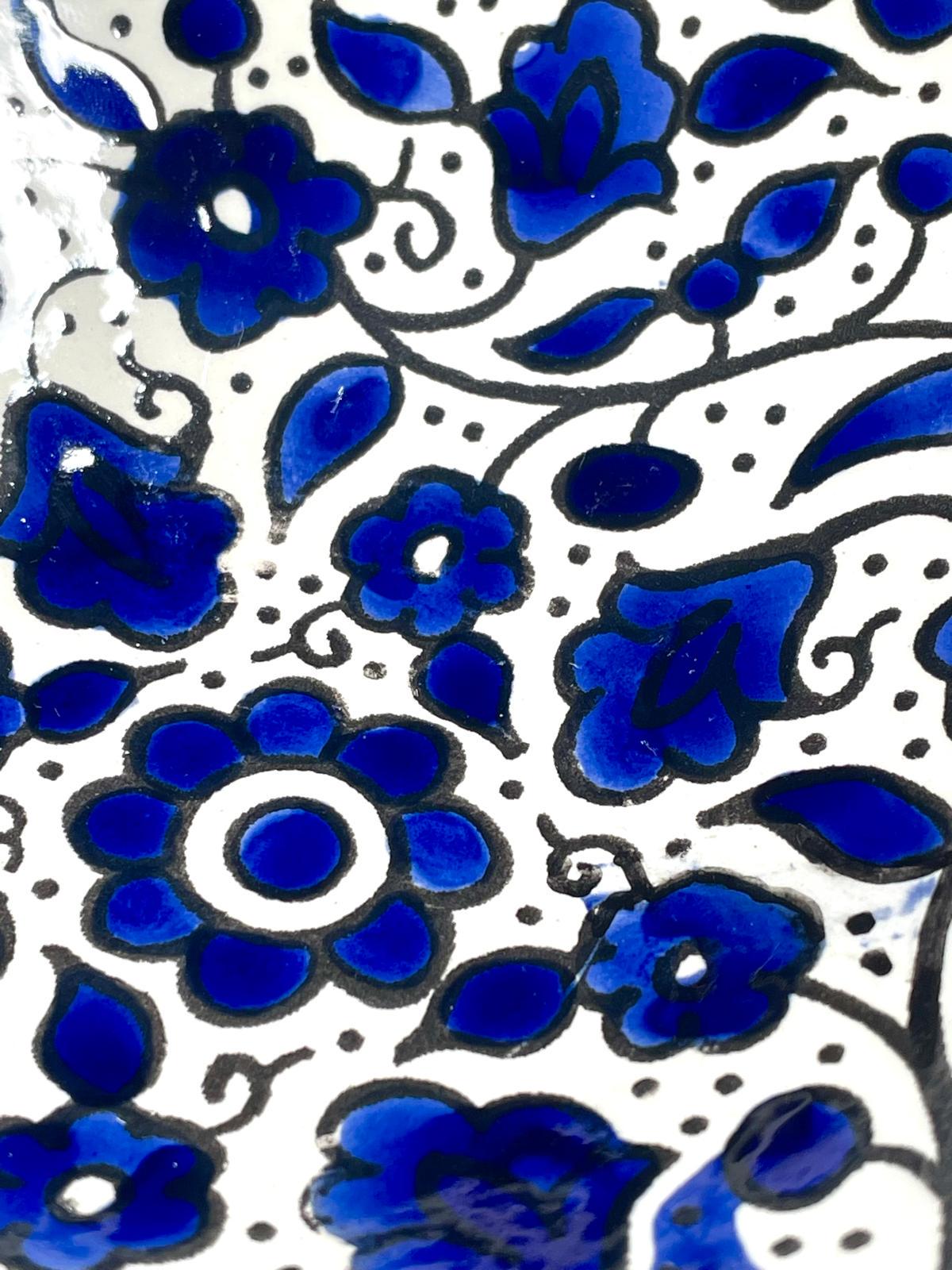 Blue and White Ceramic Plate, Handmade pottery, Kitchen decor, Spoon holder for kitchen, Judaica, Home Decor, New Home Gift, round plate