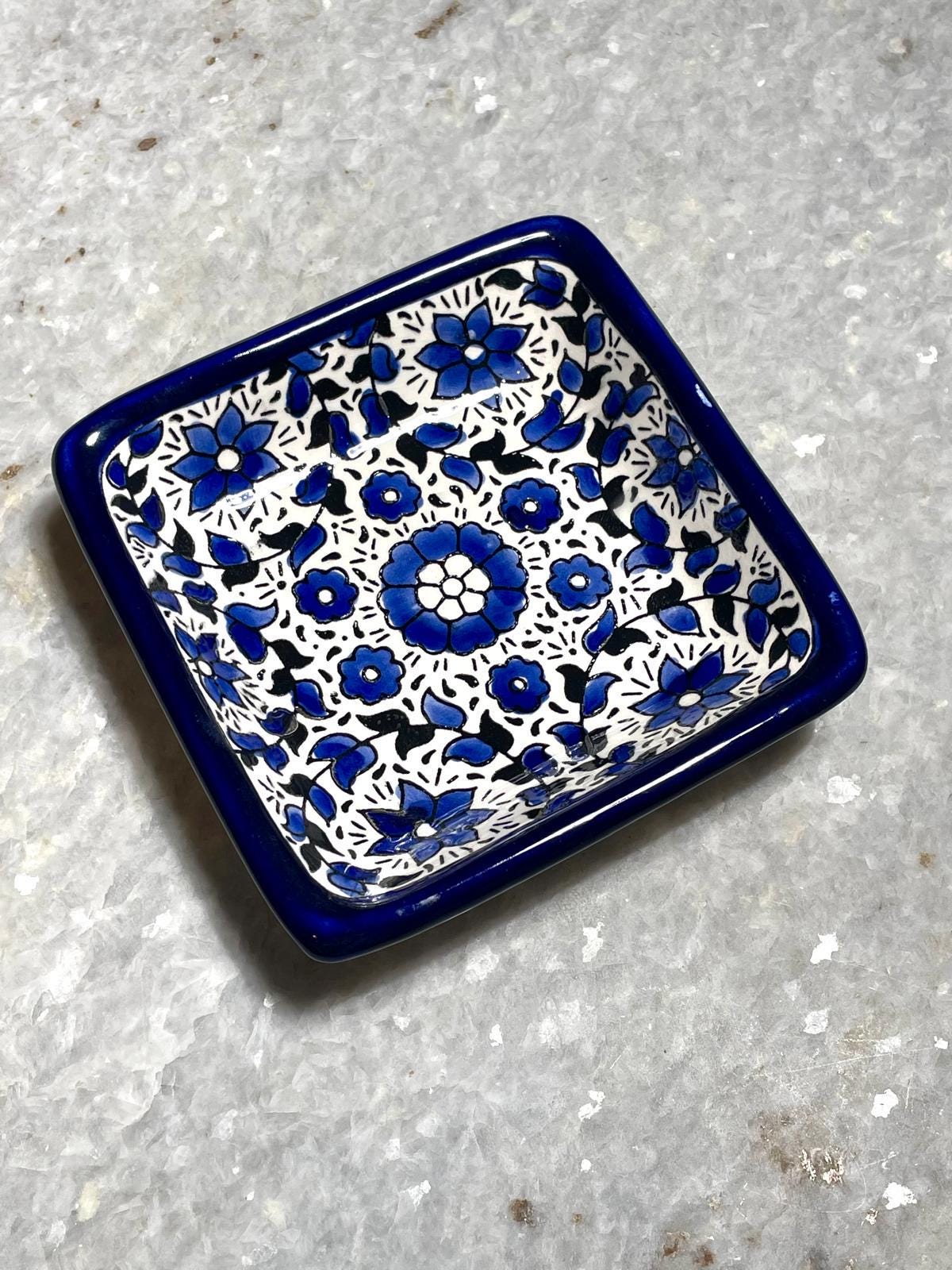 Floral Blue And White Ceramic Plate, Handmade pottery, floral ceramic, Kitchen decor, kitchen set, Judaica gifts, Home Decor, New Home Gift